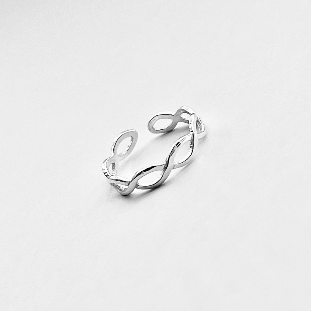Sterling Silver Thin Braided Toe Ring, Dainty Rin… - image 3